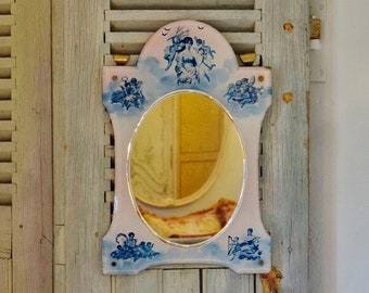 ヴィンテージ ムラーノガラス 花模様ミラー