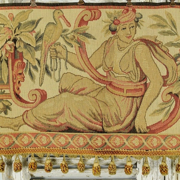 Amazing Antique French Tapestry Chateau Pelmet, Greek / Roman Goddess 19th Century