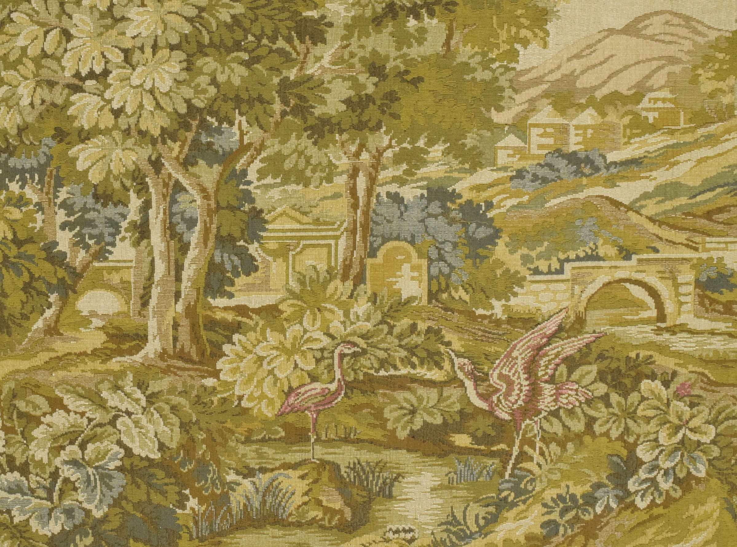 Belle Tenture Murale de Tapisserie Vintage Français, Scène Médiévale, Verdure Aux Fées