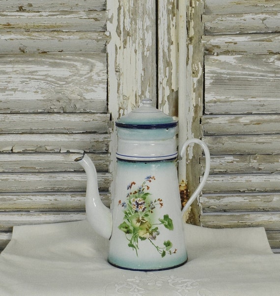 フランスアンティーク　カフェティエール　コーヒーポット フランスアンティーク カフェティエール ハンドペイント 美しい
