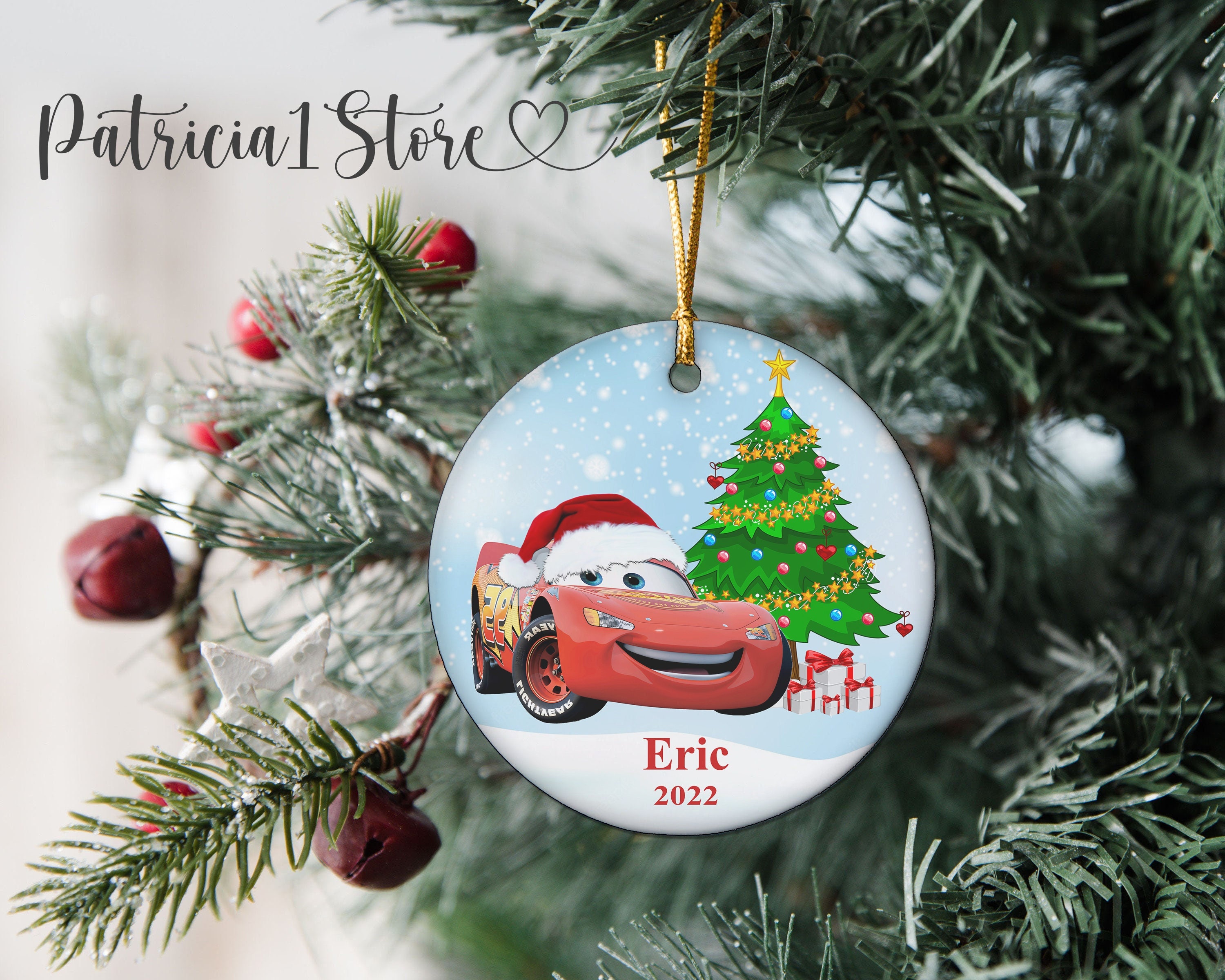 Personalized Mcqueen Ornament, Mcqueen Christmas Ornament, Disney Cars