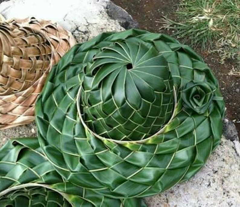 Authentic Hawaiian Made Palm Frond Hat Your Choice Open or Etsy