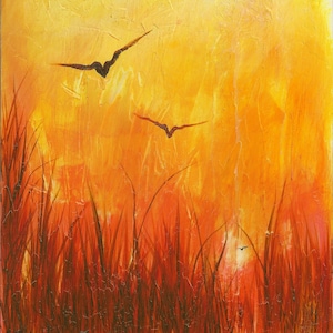 Sunset Birds Painting