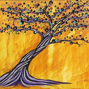 Colorful Tree Painting Matted Print