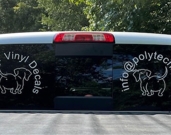 Dachshund , Dog Window Decal with custom wording