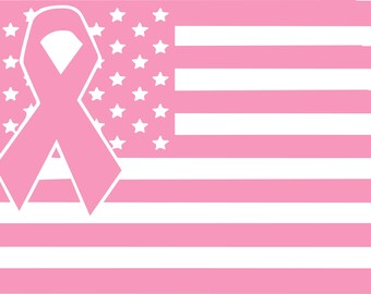 USA Flag with Breast Cancer Awareness Image- Decal (we can do custom also, send us an idea!!!)