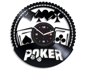 Poker Room Vinyl Wall Clock Poker Players Unique Gifts Living Room Home Decor