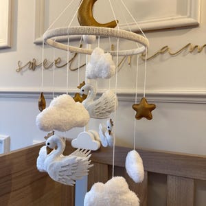 Swan Baby Mobile, Nursery Decor, Gift, Baby Shower