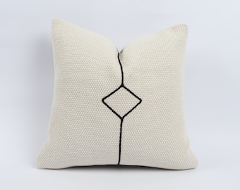 Handwoven Turkish Kilim Pillow Cover, Black Geometric Stripe, 20x20