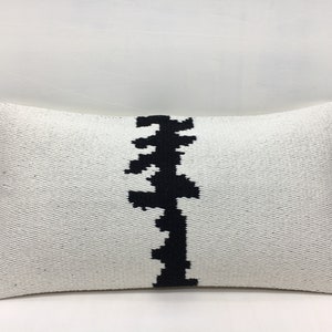 Black And White Pillow, 8x16 Turkish Kilim Pillow, Decorative Throw Pillow, Sofa Tribal Pillow, Cotton Pillow, Striped Pillow, Home Decor