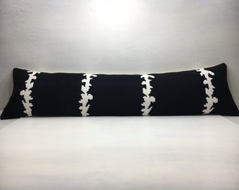 Striped Turkish Kilim Pillow Cover, Lumbar Cushion (12x48)