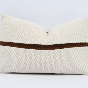 Brown Leather Pillow, 12x20 Handwoven Pillow Case, Turkish Kilim Pillow, Decorative Pillow, Home Decor, Couch Throw Pillow, Cushion Cover