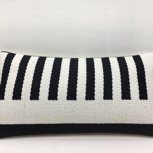 Black And White Pillow, 8x16 Turkish Kilim Pillow, Decorative Throw Pillow, Sofa Tribal Pillow, Cotton Pillow, Striped Pillow, Home Decor