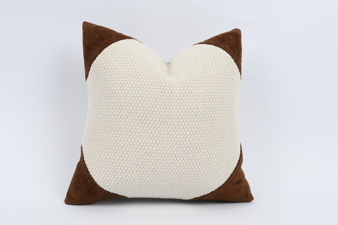 Turkish Kilim Pillow, 16x16 Pillow Case, Brown Leather Pillow, Sofa