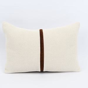 Handwoven Turkish Kilim Pillow, 16x24 Pillow Case, Bohemian Kilim Pillow, Brown Leather Pillow, Couch Throw Pillow, Livingroom Decor