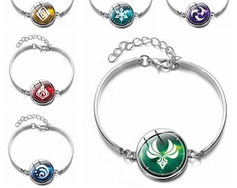 Genshin Impact Vision Bracelet Stainless Steel Glow in Dark | Genshin Element Bracelets Electro Hydro Geo Pyro Anemo Cryo | Fast US Shipping