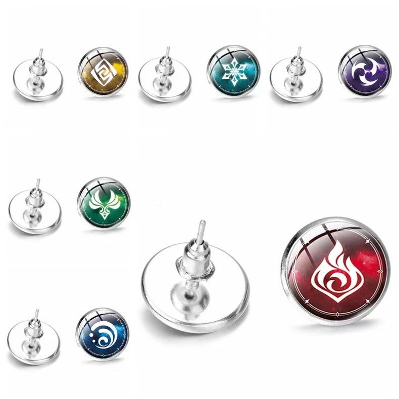 Boucles D'oreilles Arlecchino Genshin Impact - Croix Noir Et Blanc, Acrylique, Acier Inoxydable