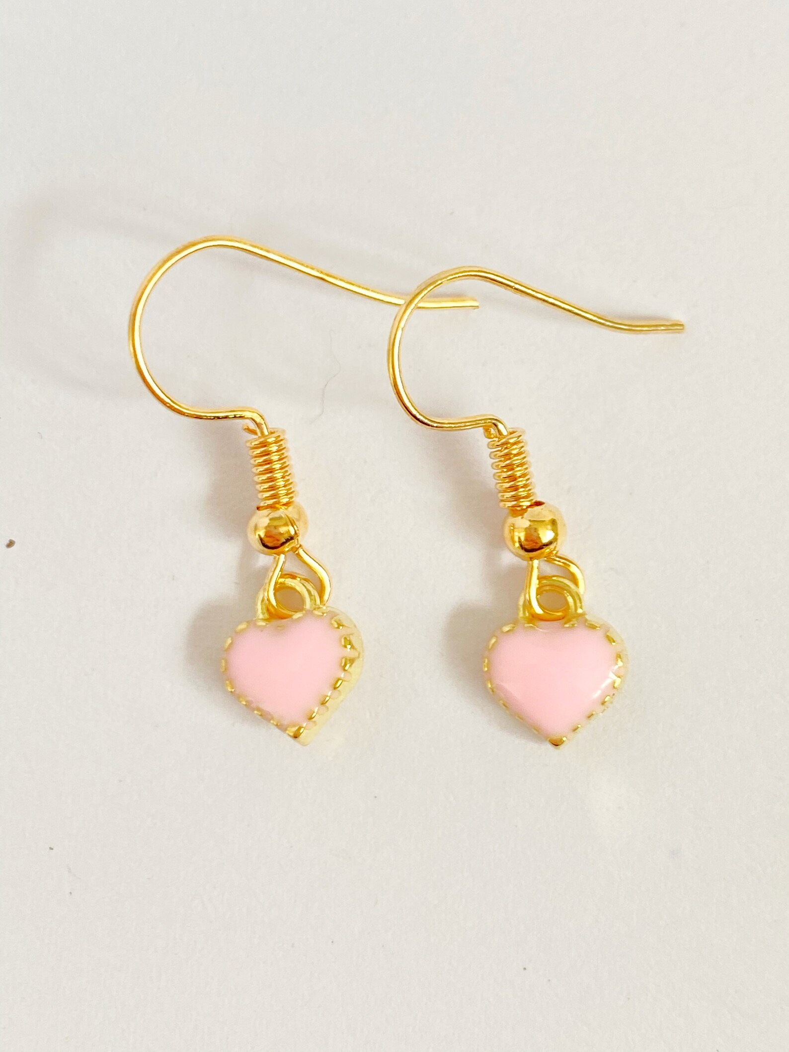 Pink Heart Earrings, Heart Earrings, Valentines Earrings, Dangly Heart Earrings, Gifts for Her