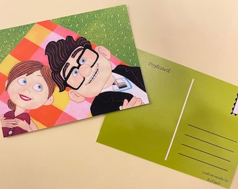 Postcard Carl and Ellie young Disney inspired - Postcards / Art Prints - UP