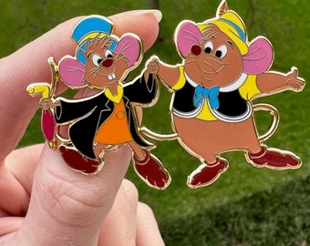 Jaq and Gus dressed as Pinocchio and Jiminy Cricket Limited Edition 50 - Disney inspired Enamel pin - Pinocchio - Cinderella