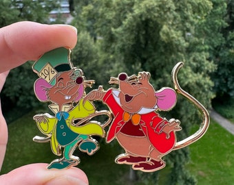 Jaq and Gus dressed as Mad Hatter and March Hare Limited Edition 50 - Disney inspired Enamel pin - Alice in Wonderland - Cinderella