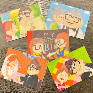 Set of 5 postcards Carl and Ellie Disney Inspired - Postcards / Art prints