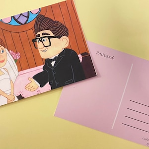 Carte postale Carl et Ellie mariés, inspirée de Disney - Cartes postales / Tirages d'art - UP