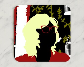 Sous-bock, Portrait abstrait de Lesley Garrett, impression d'art numérique, oeuvre d'art originale, design unique