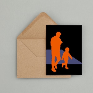 Grußkarte, innen leer, Vater & Sohn, Digitaler Kunstdruck, Karte für Sie oder Ihn, Abstrakte Illustration, Original Kunstwerk, A6 Größe