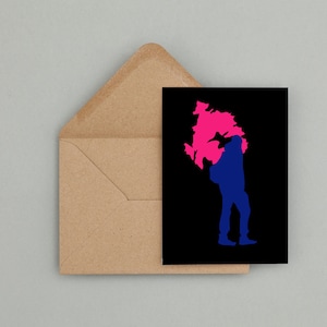 Tarjeta de felicitación, interior en blanco, impresión de arte digital, tarjeta para él o ella, ilustración abstracta, obra de arte original, tamaño A6