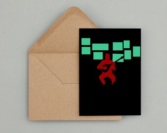 Tarjeta de felicitación, interior en blanco, impresión de arte digital, tarjeta para él o ella, ilustración abstracta, obra de arte original, tamaño A6