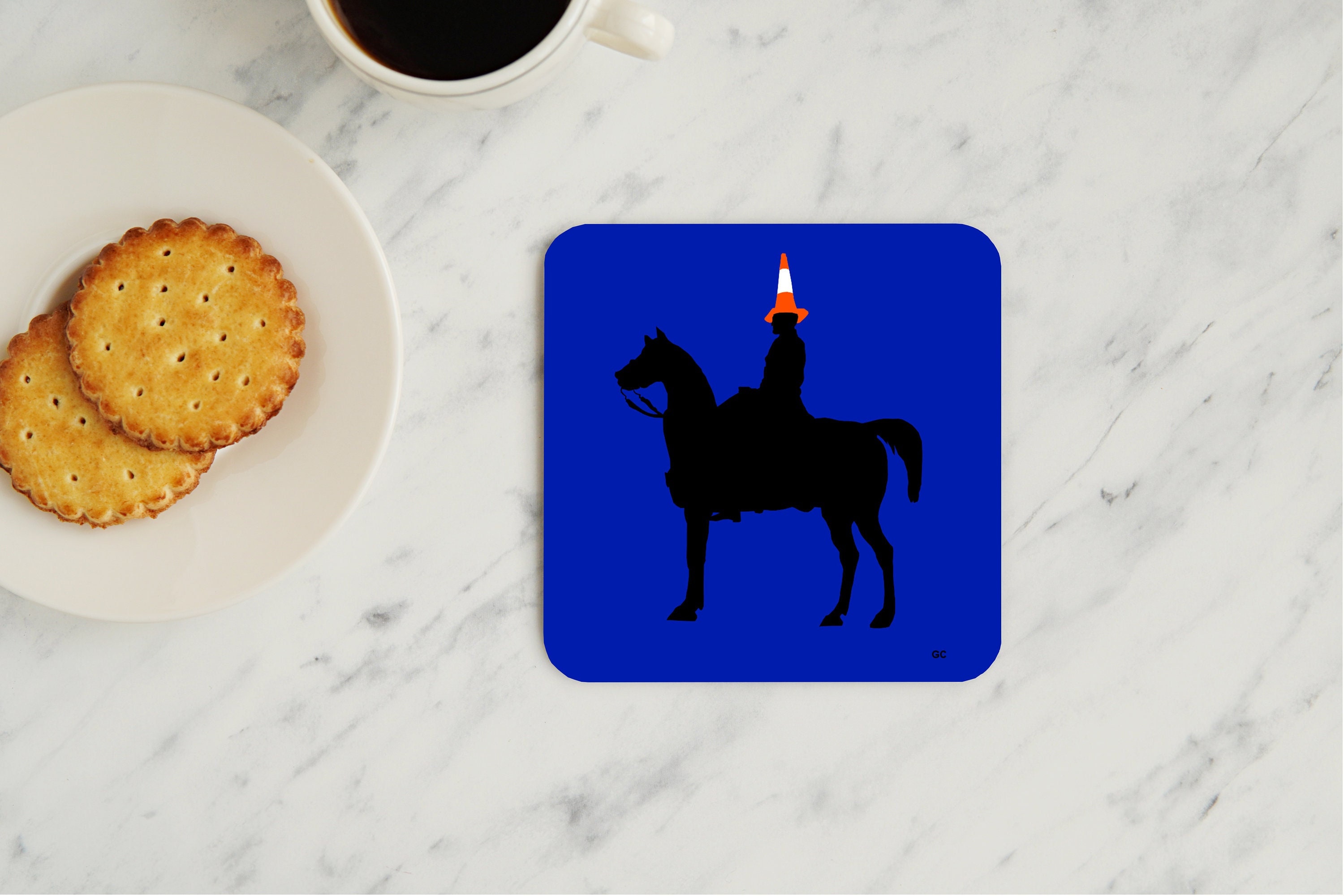 Coaster, Duke Of Wellington, Glasgow, Scotland, Landmark, Traffic Cone, Digital Art Print, Original Artwork, Unique Design