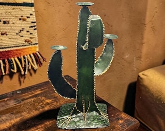 Metal Saguaro Cactus Candle Holder