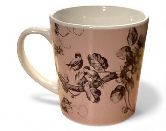 Vintage Rose Colored Bird Mug – Botanical Art Mug