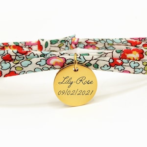 Personalized Bracelet with Engraved Name Medal Personalized Liberty Bracelet, Personalized Women&#39;s Bracelet, Mom Gift, Birth Gift