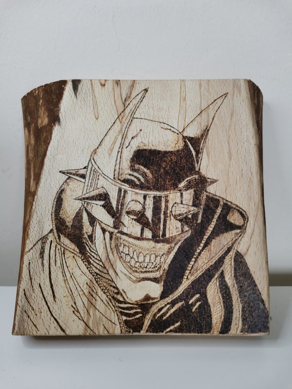 El Batman que se ríe de la pirografía Arte Placa Batman - Etsy España