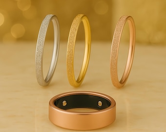 Pearl Matte Titanium Stacking Ring 2-Pack for Oura - Minimalist Smart Ring Companion