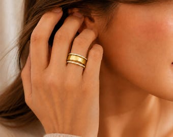 Oura Ring 5 Schutzhülle & CZ Stapelring-Set, Metallic-TPU-Schutzhülle, Größen 6–10
