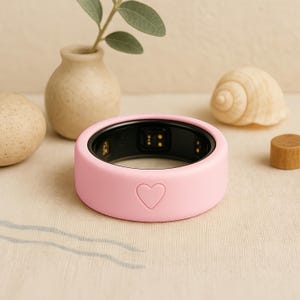 Set van 2 siliconen hoesjes voor Oura Ring Gen 3/4 en Samsung Galaxy Ring – Hartsymboolontwerp – Zachte slim-fit ringhoes voor dagelijks gebruik