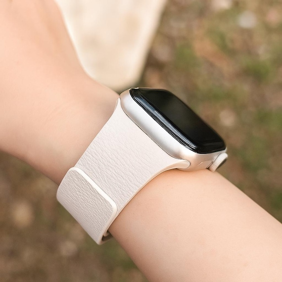 Magnetic Silicone Apple Watch Band: Pebbled Leather-Look Strap