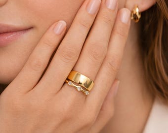 Oura Ring Slim Cover & 3.3mm Stackable Gold Ring Set | Minimal CZ Titanium Steel