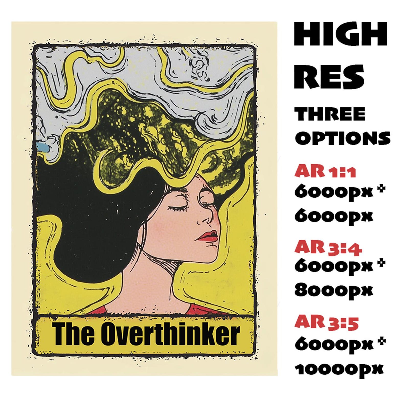 Overthinking Card The Overthinker Tarot Card PNG. Sublimation. POD Friednly Design ...
