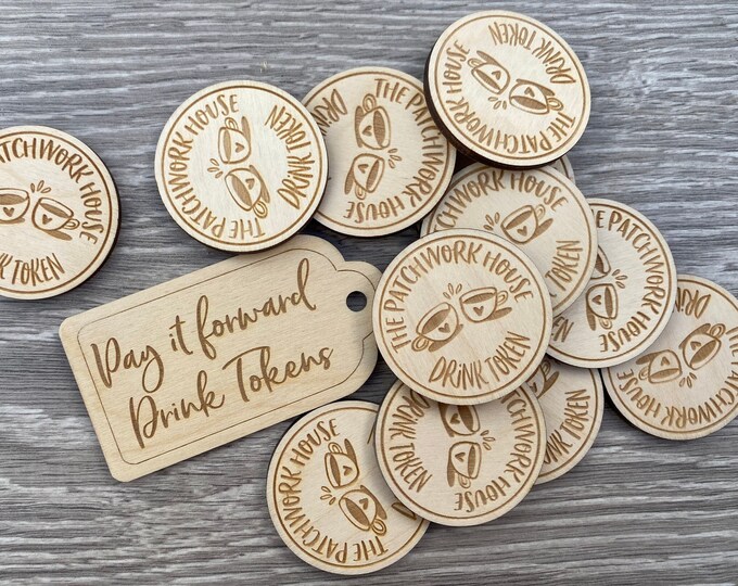 Personalised Wooden Drink Tokens Customise With Your Company Name or ...