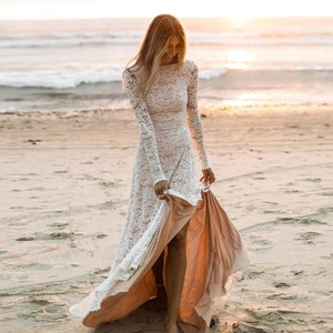 Lace Boho beach wedding dress