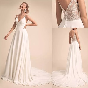 Beach Wedding dress V-Neck plus size boho wedding dress 410 image 1