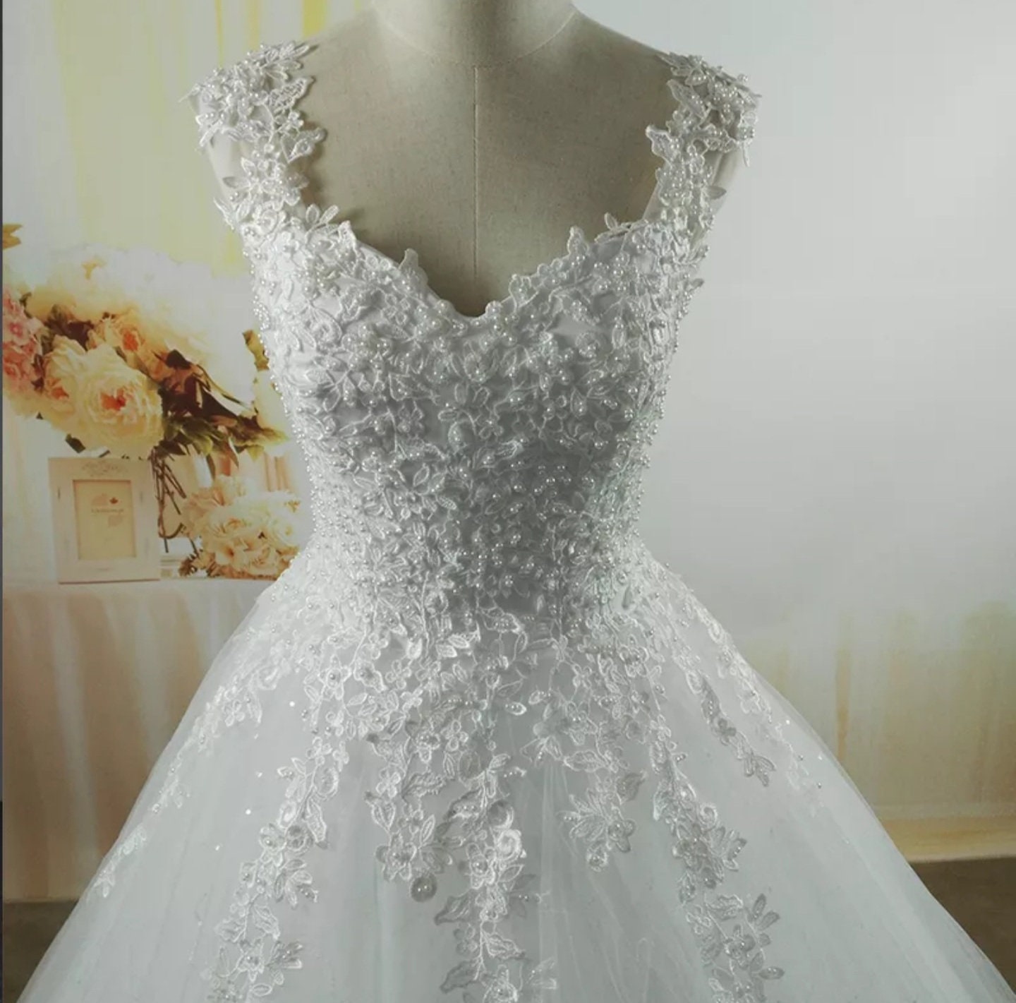 Wedding Dress Spaghetti Straps White Ivory Tulle I.D 475 - Etsy