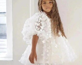 White Baby girls Birthday princess dress bridesmaid's dress for a girl I.D 5