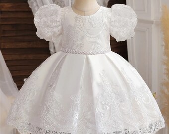 White Baby girls Birthday princess dress bridesmaid's dress for a girl I.D 5