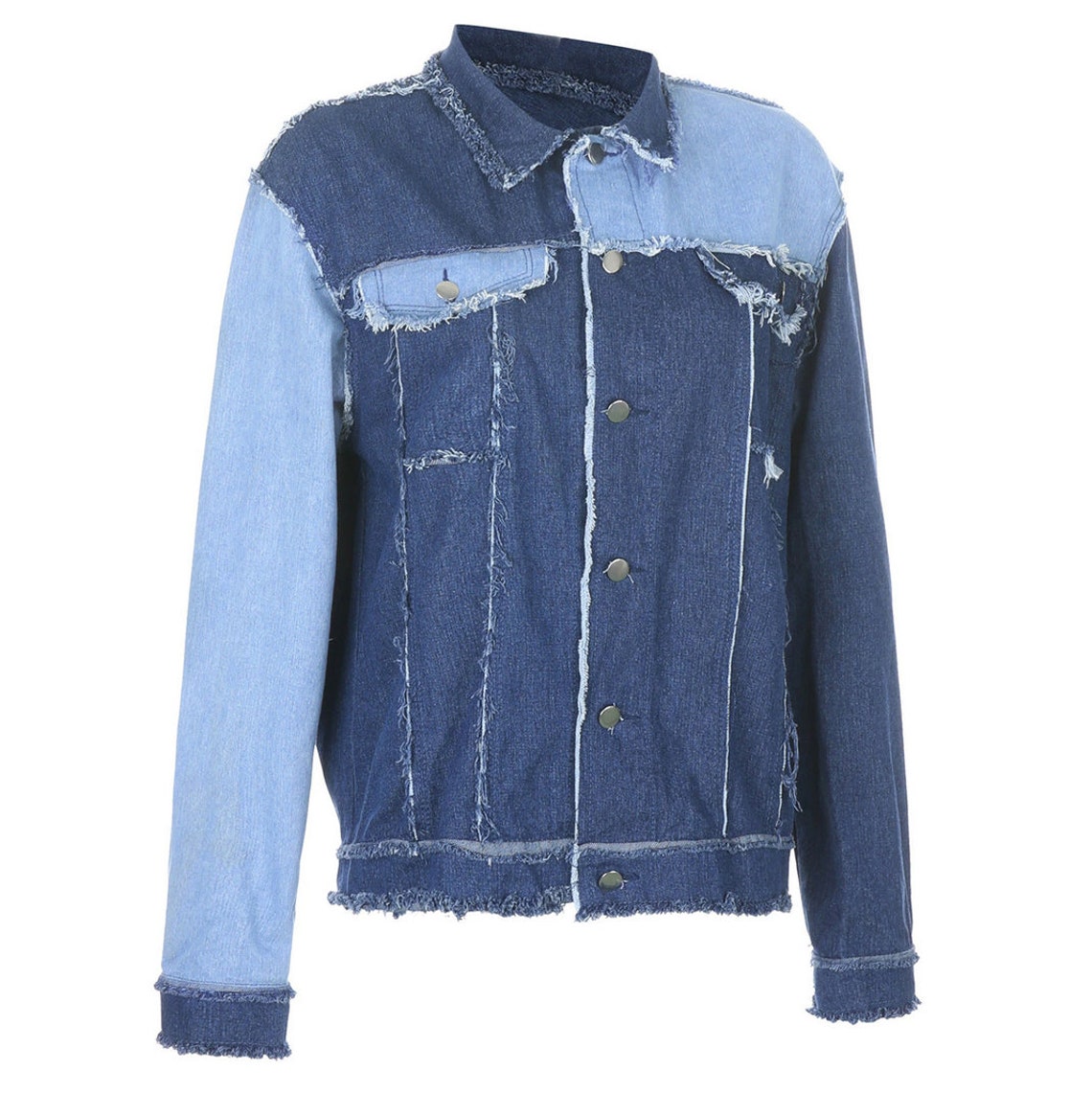 Fashion Women Patchwork Denim Jacket Women's Stitching Etsy