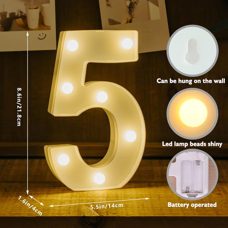 Led Numberd Letters Decorative LED Light up Number Letters, White Plastic Marquee Lights ...